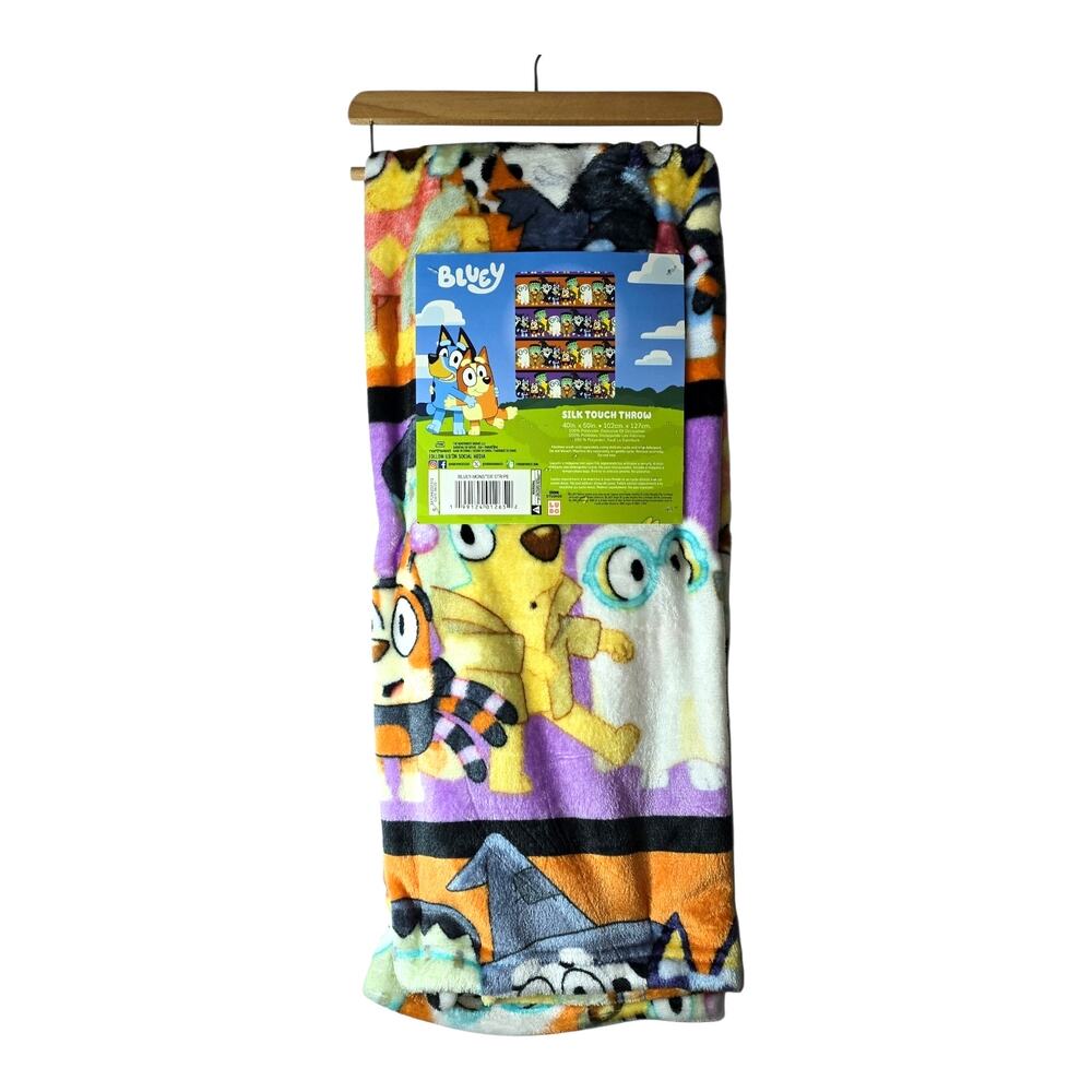 Bluey Cartoon Monster Stripe Halloween Silk Touch Kids Throw Blanket 40x50in New